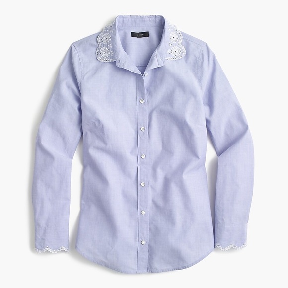 J. Crew Tops - Jcrew | perfect shirt with Eyelet trim